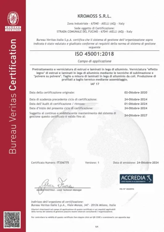 Certificate ISO 45001:2018