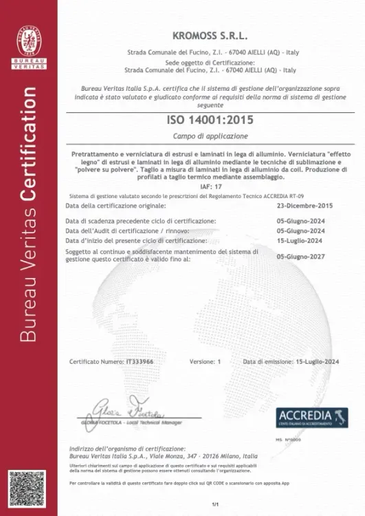 Certificate ISO 14001:2015