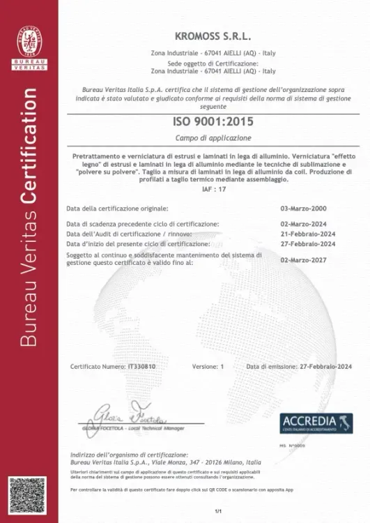 Certificate e ISO 9001:2015